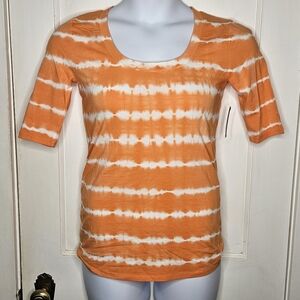 NWT Lord & Taylor Striped Women's Tee In Orange - Size Medium